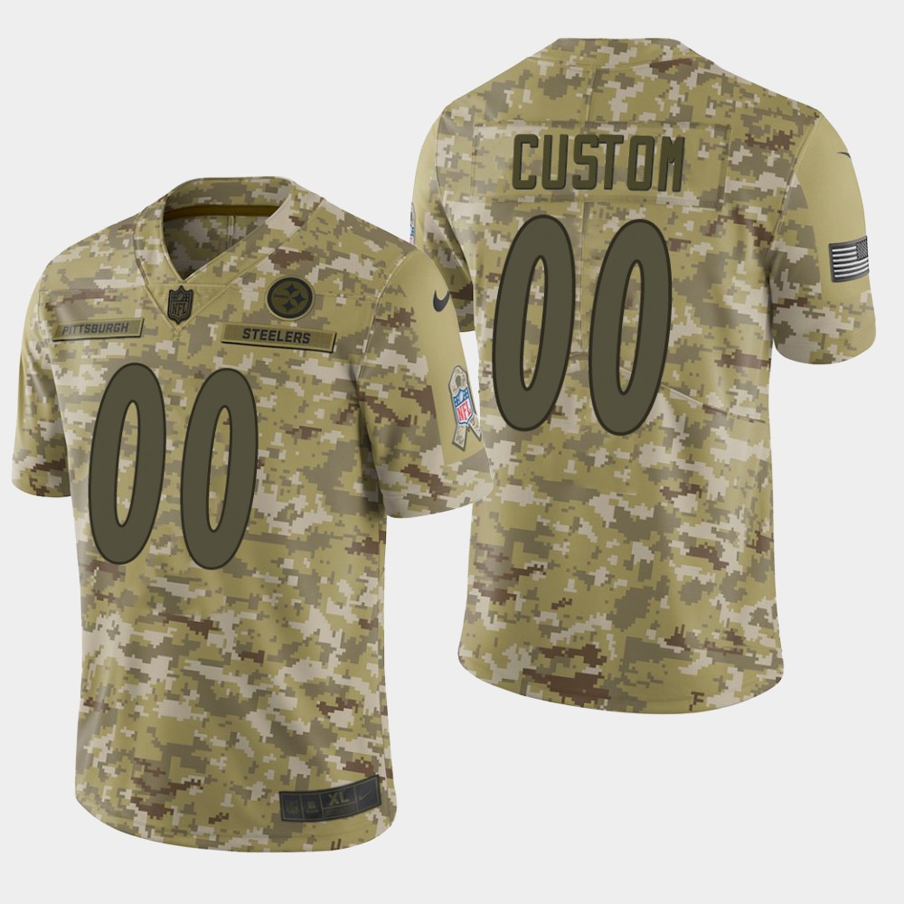 Men's Pittsburgh Steelers Customized Camo Salute To Service NFL Stitched Limited Jersey